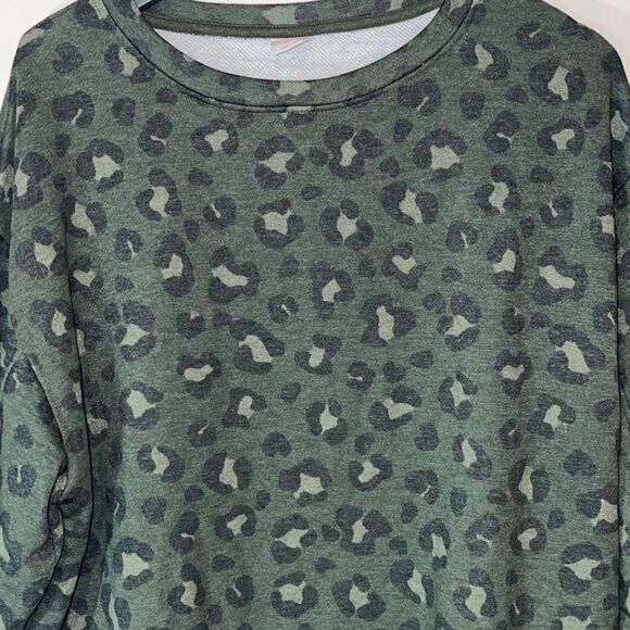 Secret Treasures Cheetah Print Crewneck Sweatshirt. Size Small Green NWT - Picture 4 of 8